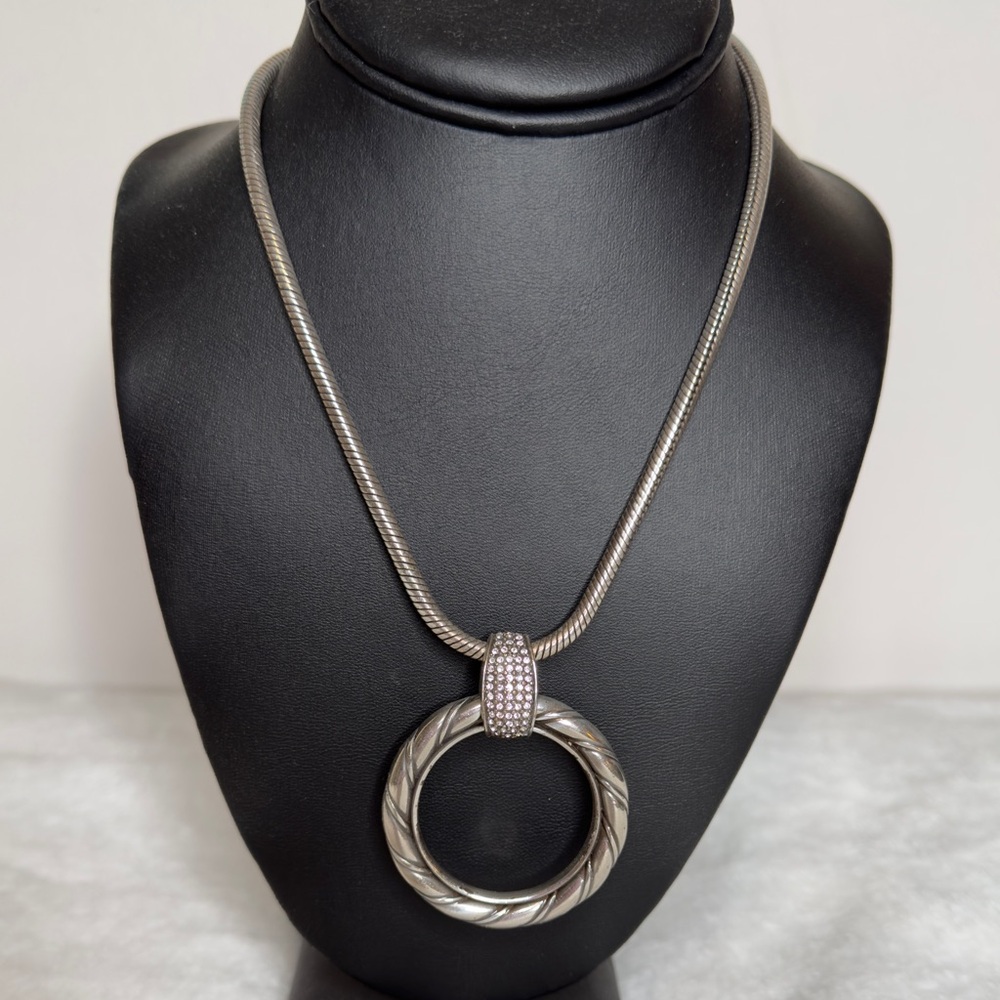 Brighton Inner Circle Silver Pendant Necklace 5084 Retired & Adjustable - Picture 3 of 8